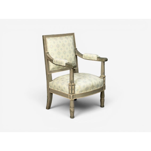 Gustavian, Lounge Chairs, Grey Paint Decorated, Fabric, Sweden, 19th C. For Sale In New York - Image 6 of 13