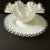 This ruffled milk glass bowl or bonbon dish, with matching plate was commonly produced by Fenton in the Silver Crest line...