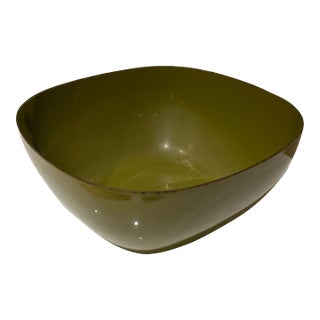1960s Cathrineholm of Holland Avocado Green Enamelware Bowl Mid Century Modern For Sale