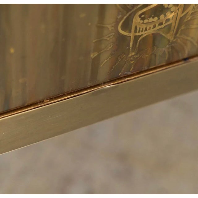 1970s 1970s Bernhard Rhône Acid Etched Brass Credenza for Mastercraft For Sale - Image 5 of 12