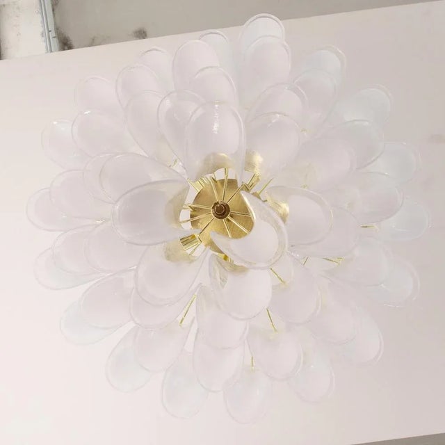 Gold Vintage Petal Suspension Lamp in Murano Glass, Italy For Sale - Image 8 of 13
