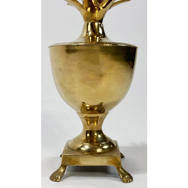 Vintage Hollywood Regency Style Brass Pineapple Urn For Sale In Kansas City - Image 6 of 8
