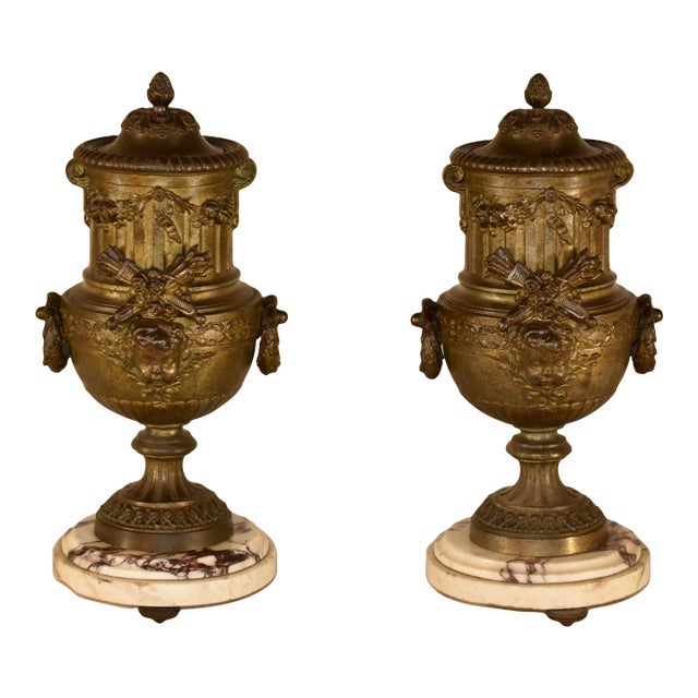 Pair of 19th Century French Mantle Urns For Sale