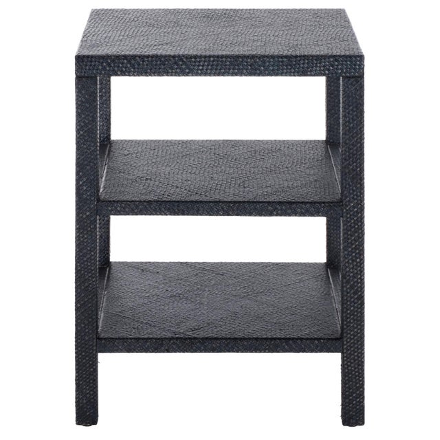Ink Blue Apis Raffia 2 Shelf Accent Table in Navy For Sale - Image 8 of 8