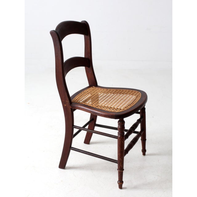 Antique American Cane Seat Ladder Back Chair For Sale - Image 12 of 14