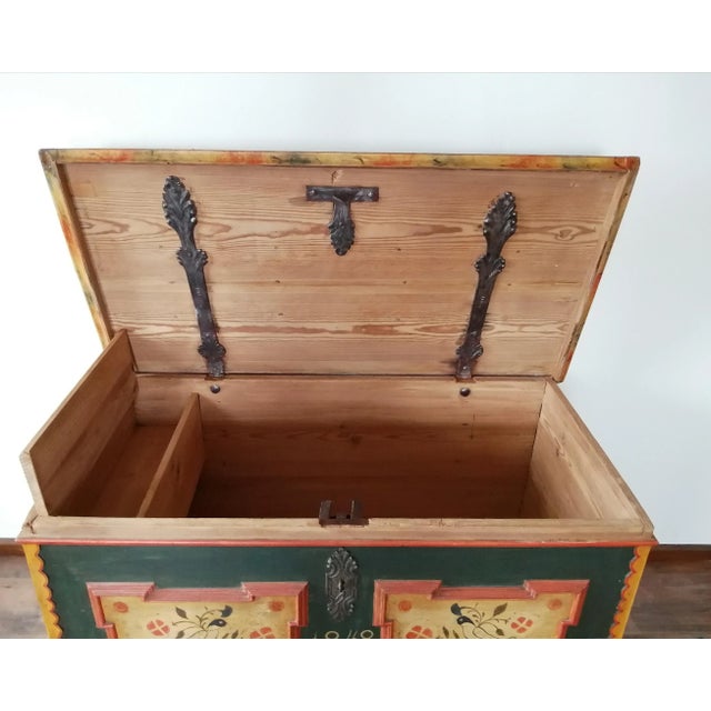 Rustic Farmhouse Folk Art Painted Bridal Wardrobe,1848 For Sale - Image 9 of 14