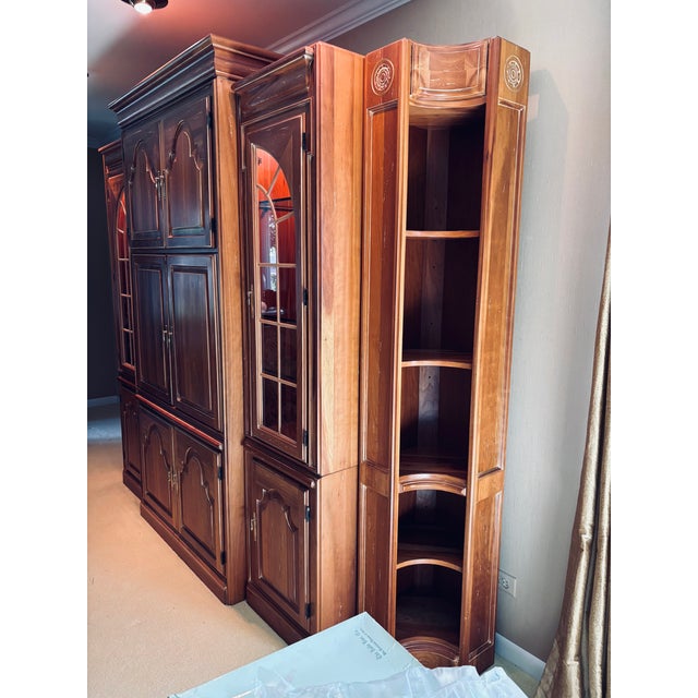 1980s 1980s Vintage Cherry 5 Piece Wall Unit With Lighting For Sale - Image 5 of 11