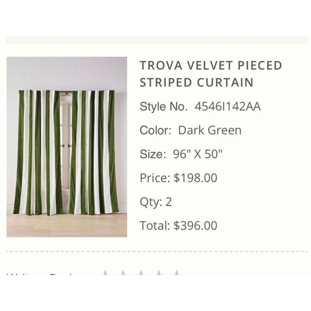 Modern Anthropologie Trova Velvet Pieced Striped Curtain For Sale - Image 3 of 3
