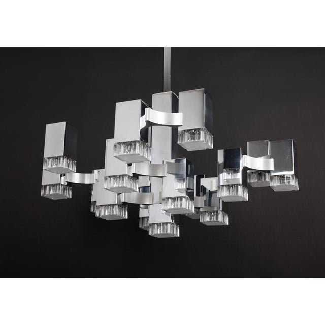 Large Cubic Chrome and Acrylic Glass 17-Light Chandelier by Gaetano Sciolari, Italy, 1960s For Sale - Image 18 of 18