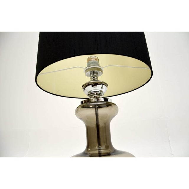 Vintage French Glass and Chrome Table Lamps, 1970s, Set of 2 For Sale - Image 6 of 7