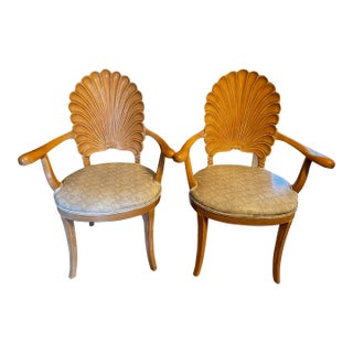 Mid 20th Century Vintage Italian Hand Carved Shell Grotto Chairs- a Pair For Sale