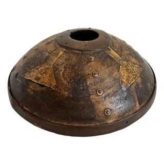 Antique India Brass Work & Wood Tobacco Container For Sale