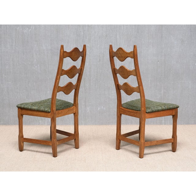 Dining Chairs in Oak and Pierre Frey Tweed from Henning Kjærnulf, 1960s, Set of 6 For Sale - Image 14 of 17