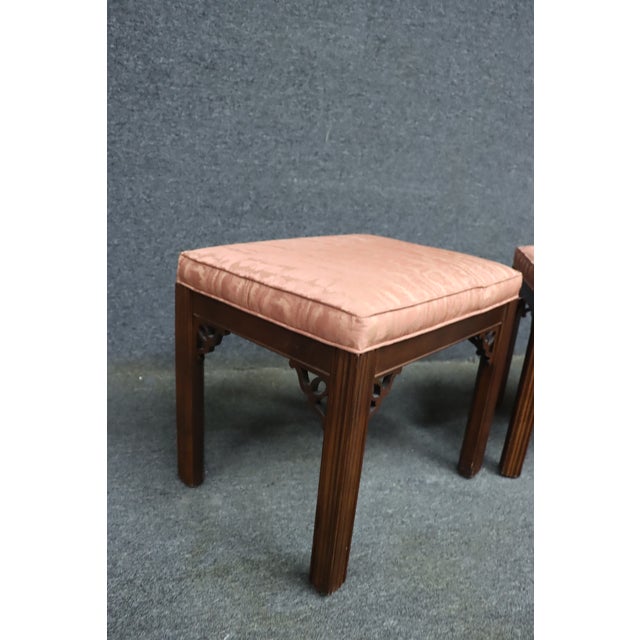 Pink Ethan Allen Chinoiserie Footstools – Pair For Sale - Image 8 of 11