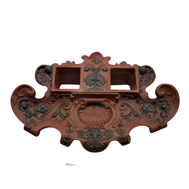 Antique Victorian Period Redware Writing Set With Inkwell For Sale - Image 12 of 18