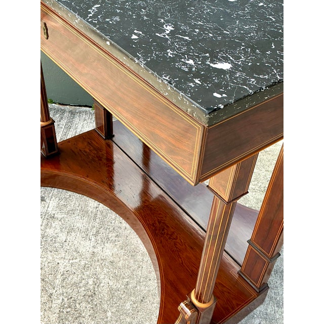 Brown Vintage Stone Top Flame Mahogany Pier Table For Sale - Image 8 of 12