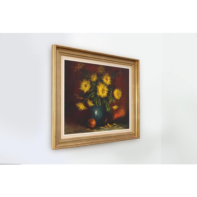 A. De Man, Still Life with Yellow Flowers, 1960, Oil Painting on Canvas, Framed For Sale - Image 7 of 11