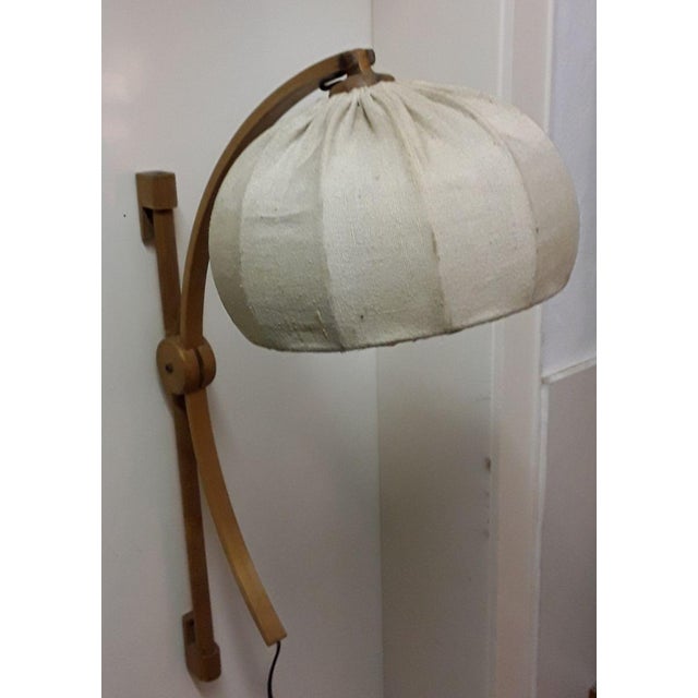 Light Oak Sconce with Beige Wool Shade, 1970s For Sale - Image 3 of 8