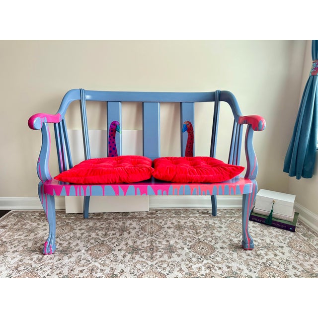 1930s 1930s One of a Kind Hand Painted Contemporary Accent Loveseat For Sale - Image 5 of 17
