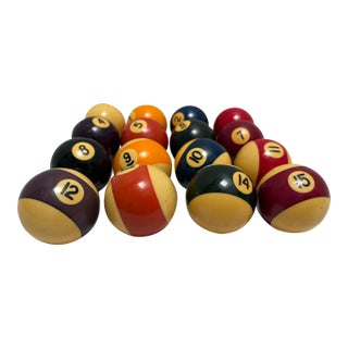 Vintage 1970s Bakelite Billiard Pool Balls, Set of Sixteen For Sale