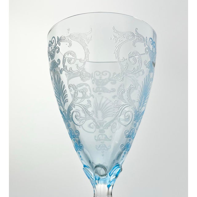 1930s Fostoria “Versailles, Blue” Pair of Water Glasses For Sale In Dallas - Image 6 of 7