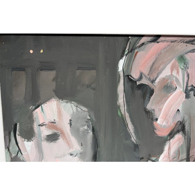 Abstract 1980s Vintage Abstract Man & Woman Painting., Framed For Sale - Image 3 of 13