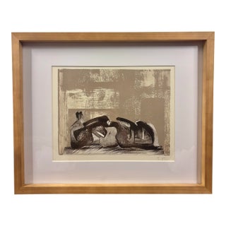 1977 Henry Moore Reclining Figure Interior Setting I Lithograph Cramer 458 For Sale