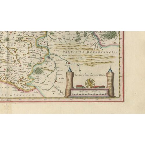 Antique Map of Berry, Bourges and Sancerre from Blaeu, France, 1642 For Sale - Image 6 of 10