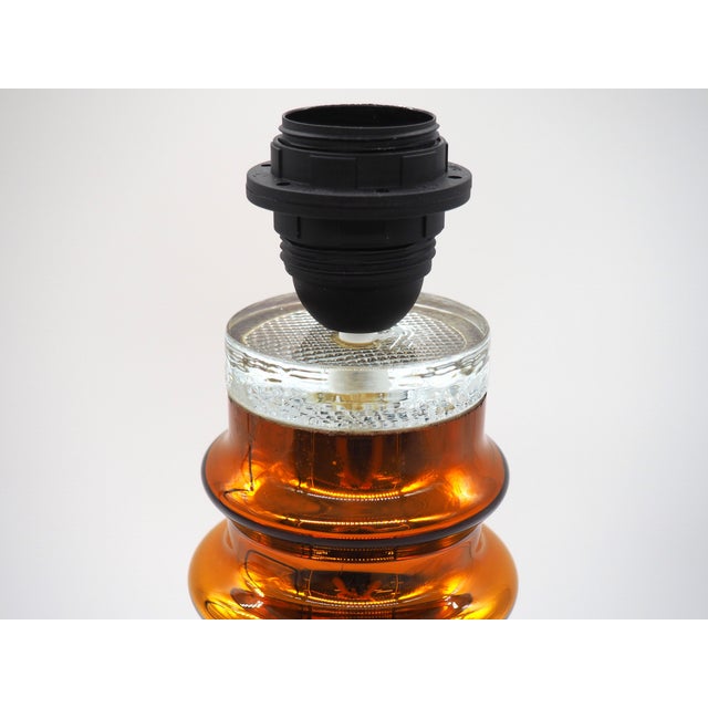 1960s Vintage Swedish Copper Colored Glass Table Lamp by Gustaf Leek for Orrefors Glasbruk, 1960s For Sale - Image 5 of 14