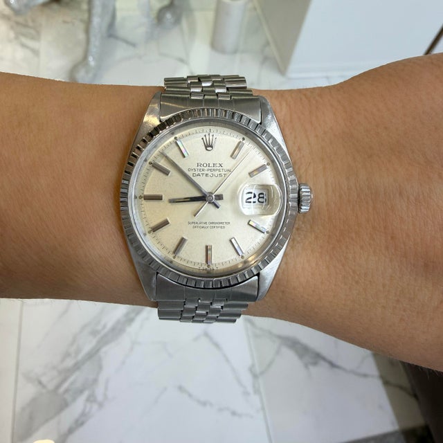 Vintage 1967 Rolex Datejust 36mm 1603 Jubilee Fluted Stainless Steel Watch For Sale - Image 11 of 11