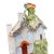 A Charming Staffordshire pottery pastille burner. In the form of a house featuring sculpted flowers and a dog chasing a...