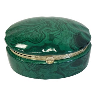 Vintage Frederick Cooper Style Faux Malachite Porcelain Box For Sale