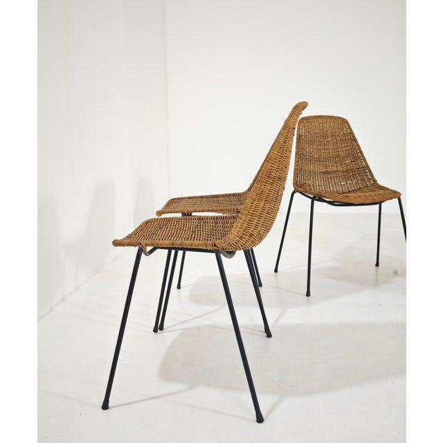Vintage Basket Wicker Chairs by Legler for Bonacina Italia, 1950s, Set of 4 For Sale - Image 10 of 13