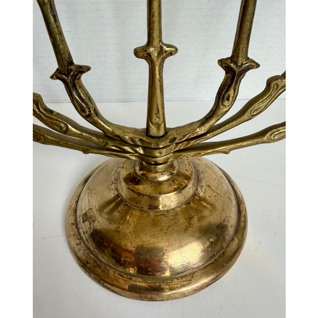 1960s Brass Rosebud Menorah With Adjustable Rotating Branches For Sale In Los Angeles - Image 6 of 8