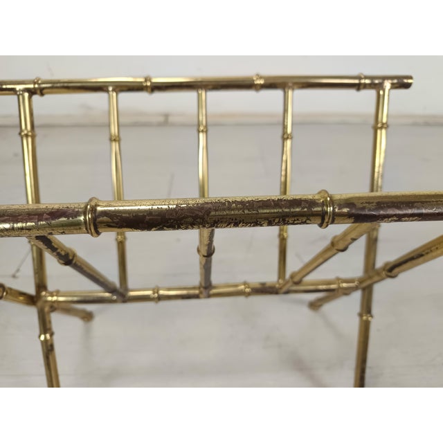 Brass and Bamboo Magazine Rack, 1970s For Sale - Image 9 of 14