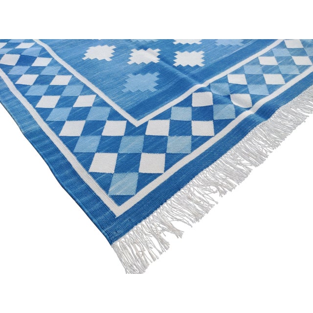 Handmade Cotton Star and Gingham Rug 10x14 For Sale - Image 6 of 11