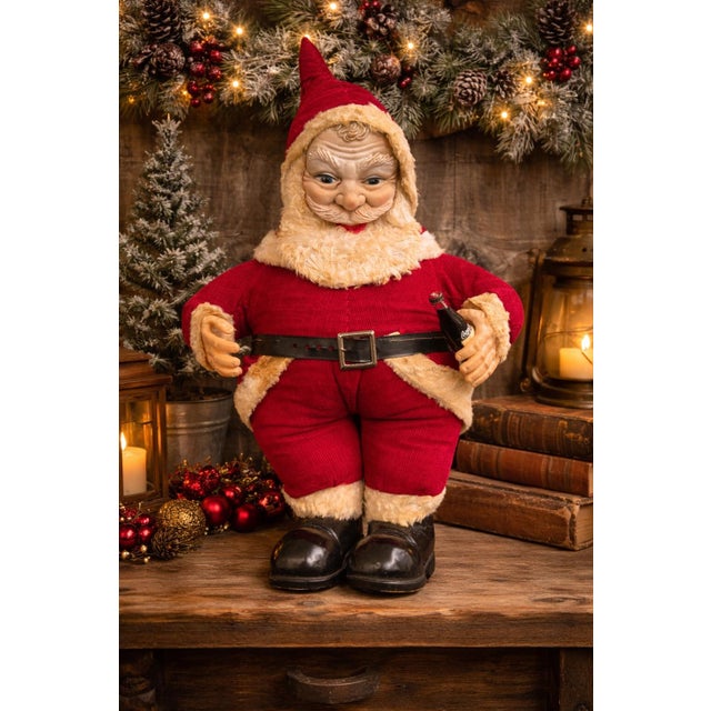 Charming and character-rich vintage Santa Claus figure featuring a wonderfully expressive, hand-painted face and a classic...