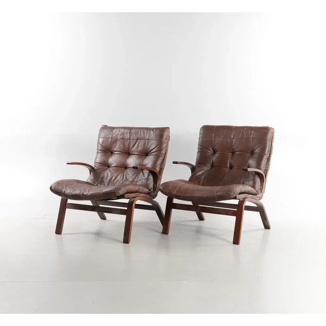 1960s Danish Leather Chairs by Miljo Range for Farstrup, 1960, Set of 2 For Sale - Image 5 of 6