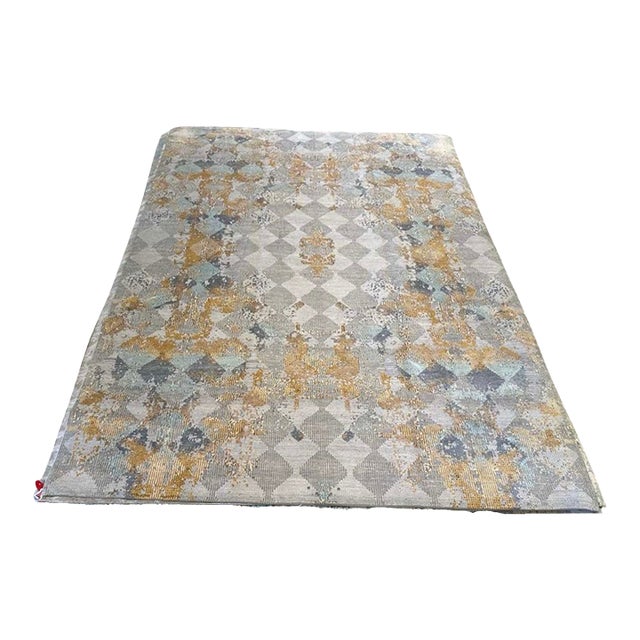 Large Abstract Wool Rug, Handmade in Nepal, 10x14 For Sale