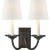 Flemish Double Sconce in Aged Iron with Linen Shades Designer: Chapman & Myers Finish: Aged Iron Height: 15" Width: 12.5"...