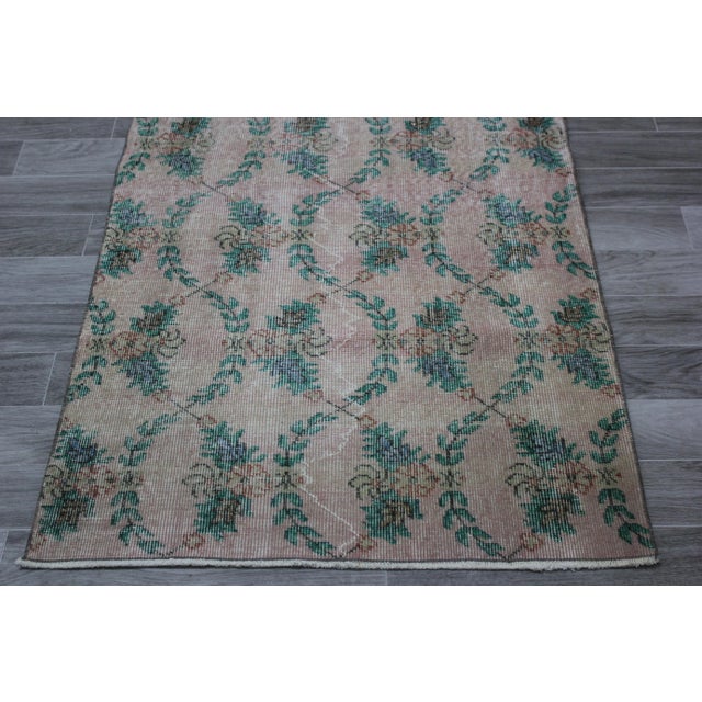 1970s 1970s Turkish Anatolian Handmade Floral Desing Runner Rug For Sale - Image 5 of 12