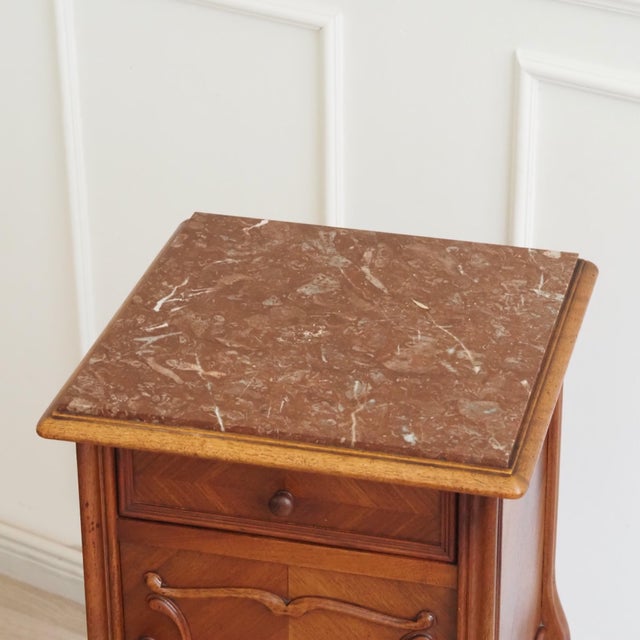 Antique Louis XV Bedside Table with Marble Top, 1900s For Sale - Image 3 of 11
