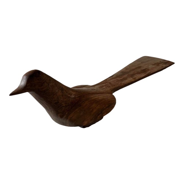 Vintage Solid Hand Carved Wood Roadrunner Bird For Sale
