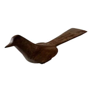 Vintage Solid Hand Carved Wood Roadrunner Bird