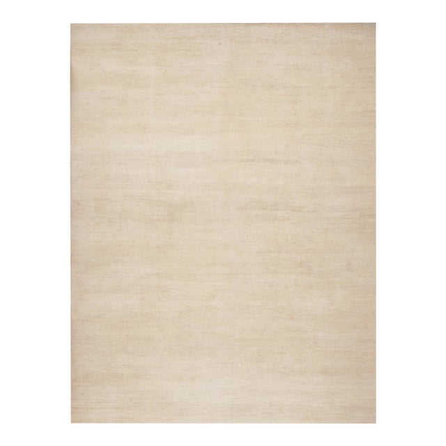 Rug & Kilim’s Modern Textural Oversized Rug With Striae of Beige - 13'x17' For Sale