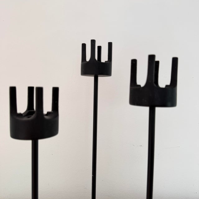 Vintage MCM Candlestick Holders by Van Keppel-Green, Set of Three. Cast Iron Brutalist Style For Sale - Image 9 of 10