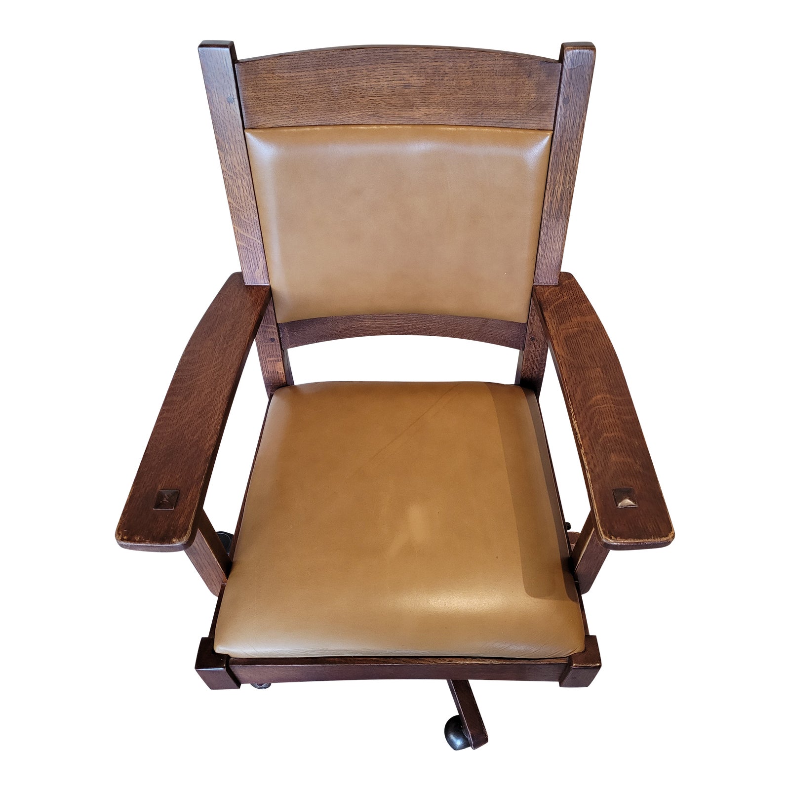 Stickley Swivel Leather Back Chair Chairish