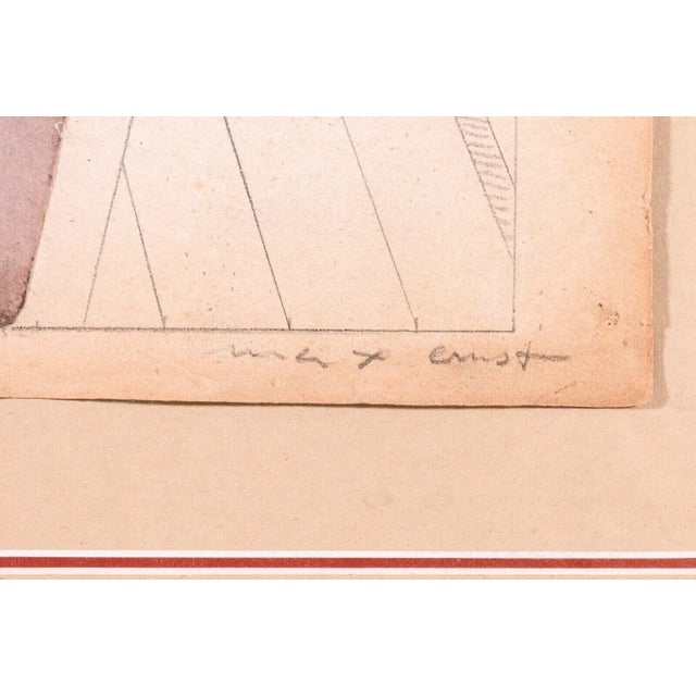 Blue Max Ernst Christmas Card 1938 Signed Modern Mixed Media Collage and Drawing For Sale - Image 8 of 9