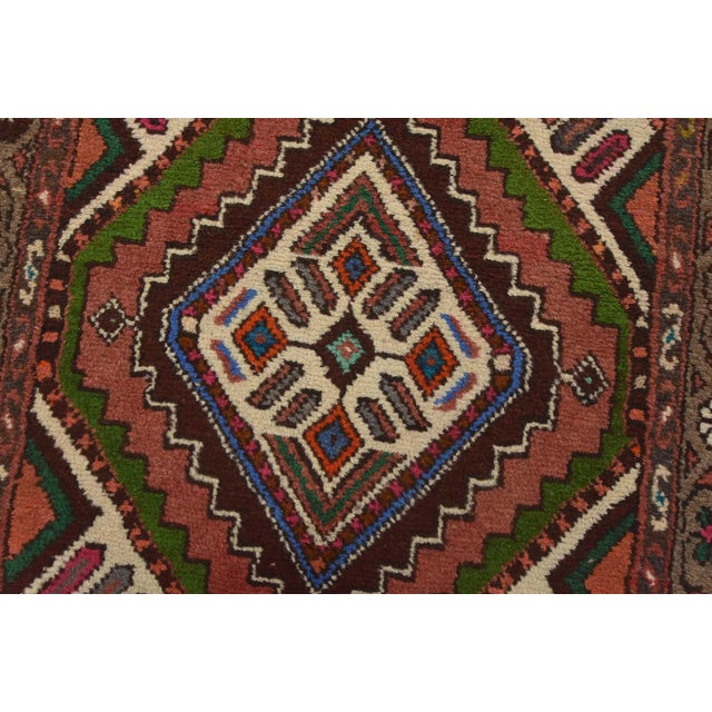 Pink Hamedan Runner 2’7” X 9’2” Pink Wool Vintage Tribal Hand-Knotted Oriental Rug For Sale - Image 8 of 14