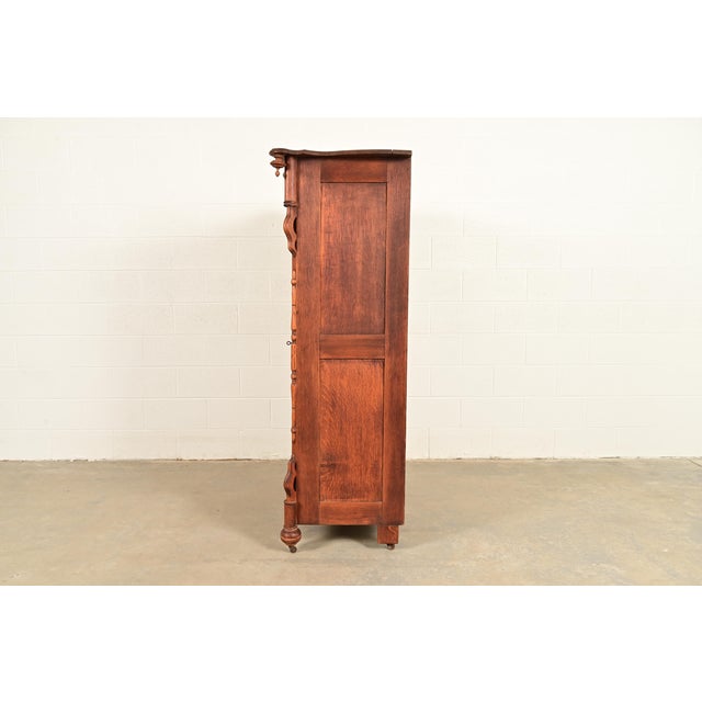 Antique Victorian Carved Oak Wardrobe or Armoire Dresser, Circa 1890s For Sale - Image 15 of 17